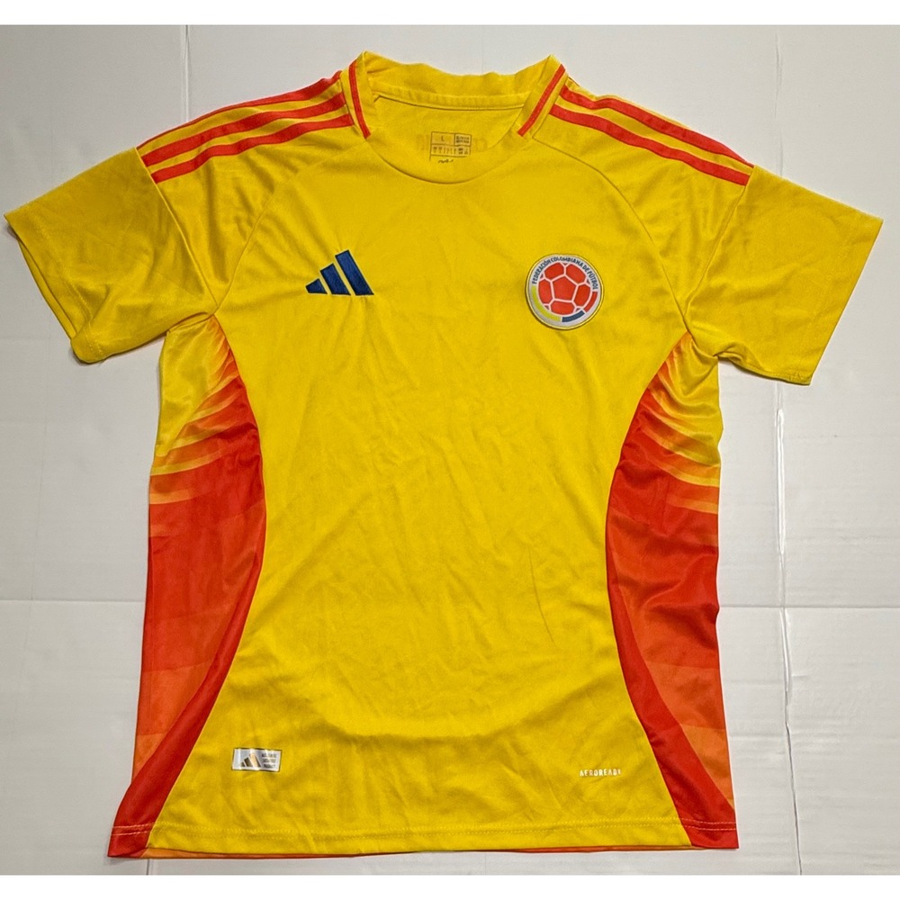 Adidas Colombia National Team Soccer Jersey Yellow Aeroready Slim Fit Mens L